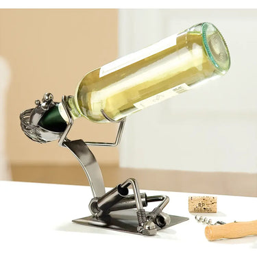 Flaschenhalter – Vernickeltes Metall, Silberfarbener Glanz, Schlanke Form - Schluckspecht | Gilde