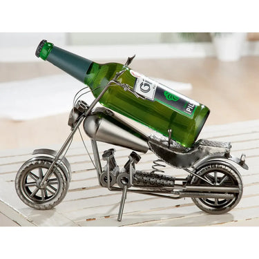 Flaschenhalter – Motorradform, Vernickeltes Metall, Silberfarbener Glanz, 25 cm - Motorrad | Gilde
