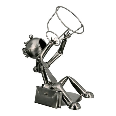 Flaschenhalter – Geschäftsmannform, Vernickeltes Metall, Silberfarbener Glanz, 25 cm - Geschäftsmann | Gilde