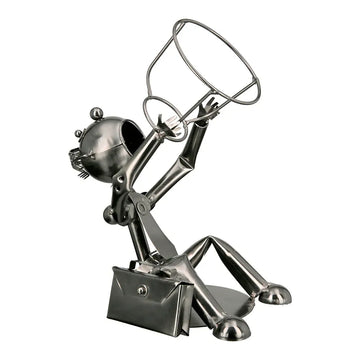 Flaschenhalter – Geschäftsmannform, Vernickeltes Metall, Silberfarbener Glanz, 25 cm - Geschäftsmann | Gilde