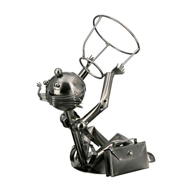 Flaschenhalter – Geschäftsmannform, Vernickeltes Metall, Silberfarbener Glanz, 25 cm - Geschäftsmann | Gilde