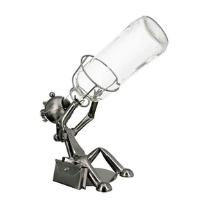 Flaschenhalter – Geschäftsmannform, Vernickeltes Metall, Silberfarbener Glanz, 25 cm - Geschäftsmann | Gilde