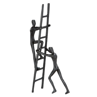 Skulptur – Symbolische Gestaltung, Strukturierte Eisenoberfläche, Edler Braunton, 23,5 cm - Teamwork | Gilde