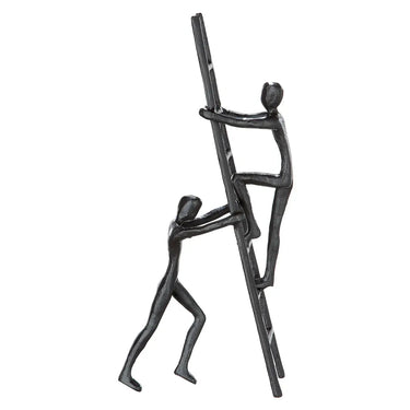 Skulptur – Symbolische Gestaltung, Strukturierte Eisenoberfläche, Edler Braunton, 23,5 cm - Teamwork | Gilde