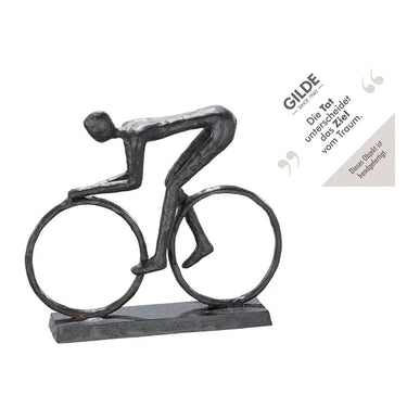 Skulptur – Dynamisches Radmotiv, Strukturierte Eisenoberfläche, Edler Braunton, 15 cm - Racer | GildeSkulptur – Dynamisches Radmotiv, Strukturierte Eisenoberfläche, Edler Braunton, 15 cm - Racer | Gilde