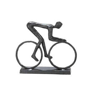 Skulptur – Braunes Metall, Matte Oberfläche, Fahrradförmiges Motiv, 15 cm - Racer | Gilde