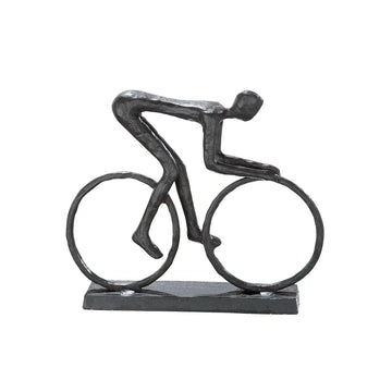 Skulptur – Braunes Metall, Matte Oberfläche, Fahrradförmiges Motiv, 15 cm - Racer | Gilde