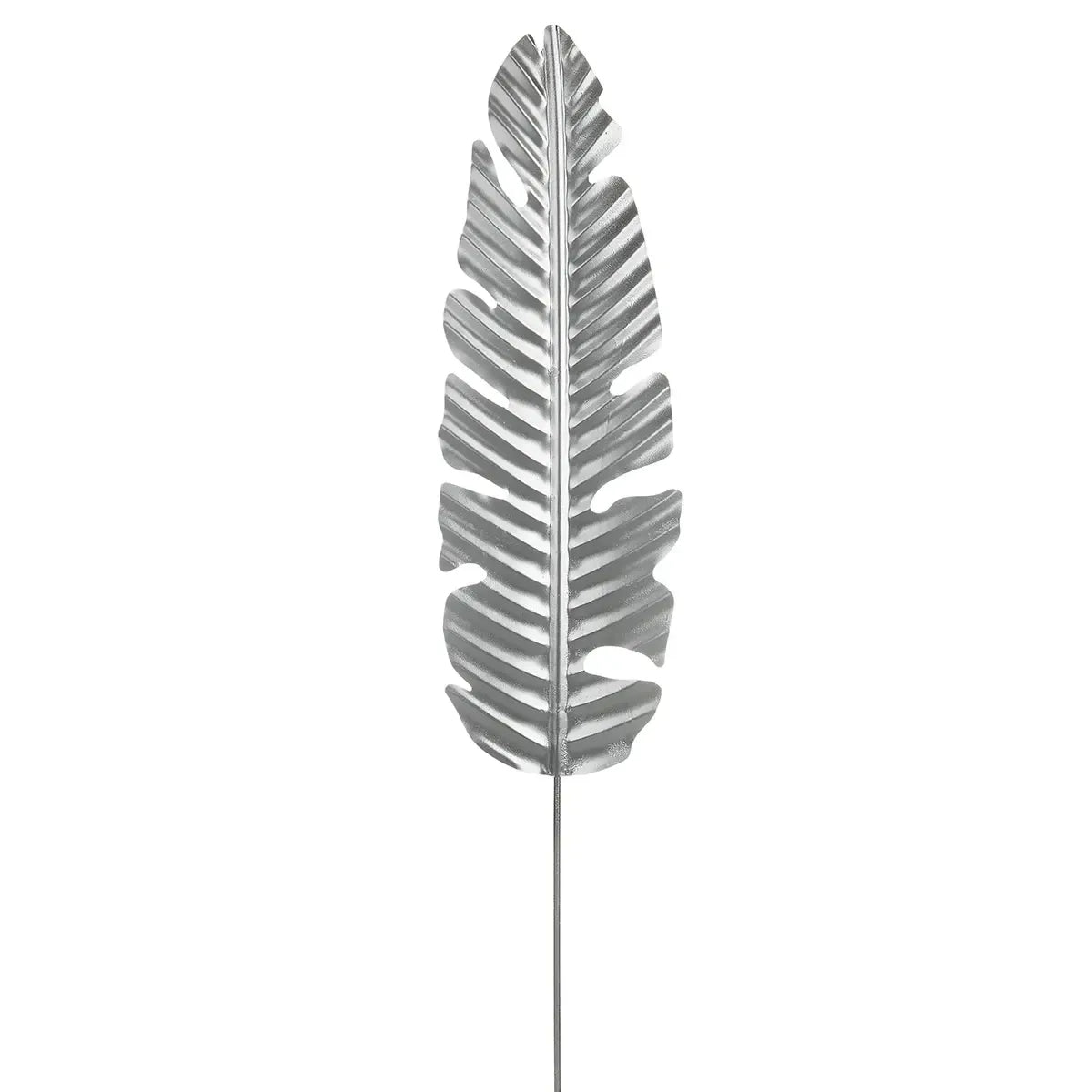 Gartenstecker – Edles Palmblatt, Silberfarbenes Metall, Wetterfeste Ausführung, 100 cm - Palmblatt | Gilde