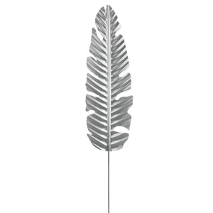 Gartenstecker – Edles Palmblatt, Silberfarbenes Metall, Wetterfeste Ausführung, 100 cm - Palmblatt | Gilde