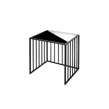 Beistelltisch – Schwarzes Metall, Glasplatte, Geradliniges Design, 55 cm - Straight | Gilde