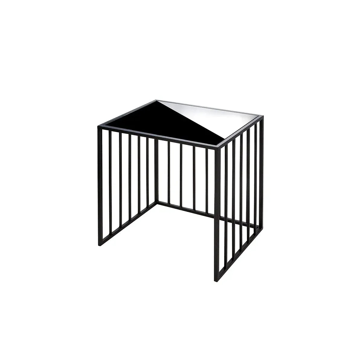 Beistelltisch – Schwarzes Metall, Glasplatte, Geradliniges Design, 55 cm - Straight | Gilde
