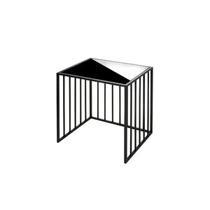 Beistelltisch – Schwarzes Metall, Glasplatte, Geradliniges Design, 55 cm - Straight | Gilde