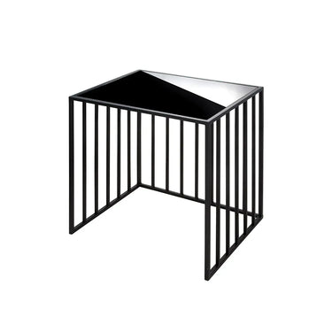Beistelltisch – Schwarzes Metall, Glasplatte, Geradliniges Design, 55 cm - Straight | Gilde