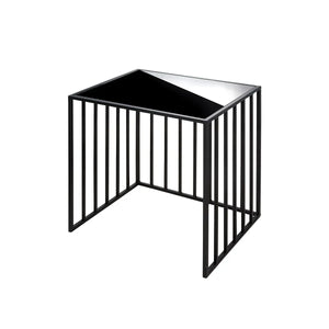 Beistelltisch – Schwarzes Metall, Glasplatte, Geradliniges Design, 55 cm - Straight | Gilde