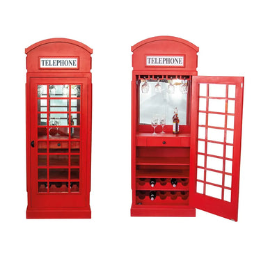 Weinregal – Rotes Mangoholz, Recyceltes Material, Ikonische Telefonzelle, 200 cm - Telefonzelle | Gilde