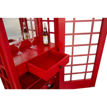 Weinregal – Rotes Mangoholz, Recyceltes Material, Ikonische Telefonzelle, 200 cm - Telefonzelle | Gilde