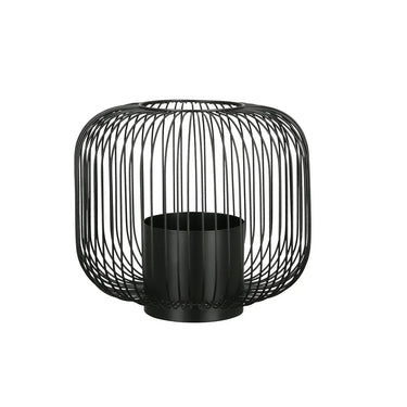 Windlicht – Filigrane Metallstruktur, Schwarze Oberfläche, Stilvoller Glaseinsatz, 24 cm - Filo | Gilde