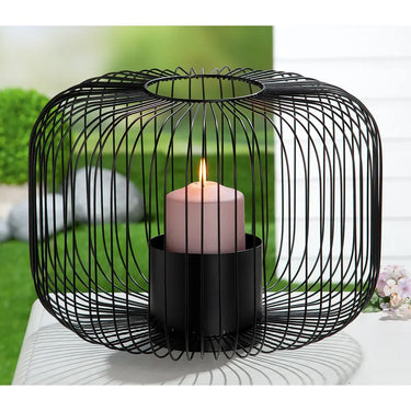 Windlicht – Filigrane Metallstruktur, Schwarze Oberfläche, Stilvoller Glaseinsatz, 26,5 cm - Filo | Gilde