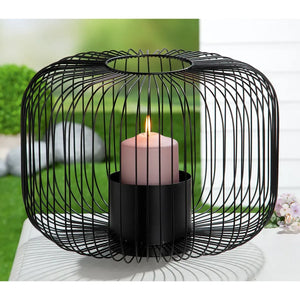 Windlicht – Filigrane Metallstruktur, Schwarze Oberfläche, Stilvoller Glaseinsatz, 26,5 cm - Filo | Gilde