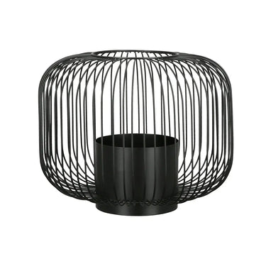 Windlicht – Filigrane Metallstruktur, Schwarze Oberfläche, Stilvoller Glaseinsatz, 26,5 cm - Filo | Gilde