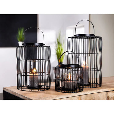 Windlicht – Schwarzes Metall, Elegante Bühne, Stilvoller Glaseinsatz, 35 cm - Stage | Gilde