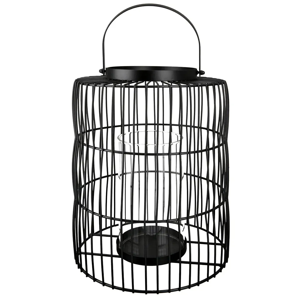 Windlicht – Schwarzes Metall, Elegante Bühne, Stilvoller Glaseinsatz, 44 cm - Stage | Gilde