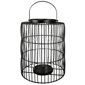 Windlicht – Schwarzes Metall, Elegante Bühne, Stilvoller Glaseinsatz, 44 cm - Stage | Gilde
