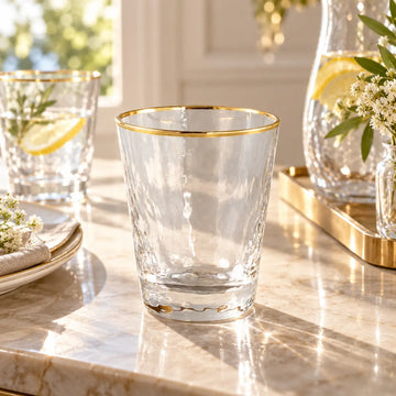 Wasserglas – Klarglas mit Goldrand, Kompakte Form, Zeitloses Trinkdesign - Mylene | PTMD