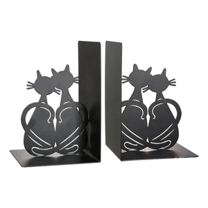 Buchstützen – Katzenmotiv, Schwarzes Metall, Dekorative Form, 17 cm - Love Cat | Gilde