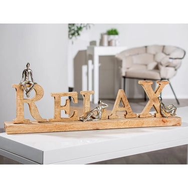 Schriftzug – RELAX Schriftzug, Sitzende Figuren, Mangoholz Basis - RELAX | Gilde