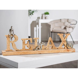 Schriftzug – Relax Schriftzug, Sitzende Figuren, Mangoholz Basis - Relax | Gilde
