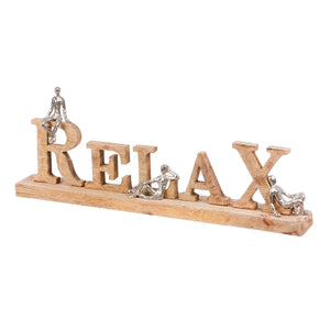 Schriftzug – Relax Schriftzug, Sitzende Figuren, Mangoholz Basis - Relax | Gilde