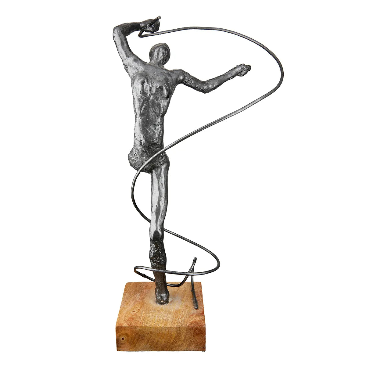 Skulptur – Akrobatische Pose, Spiral Element, Mangoholz Sockel, 36.5cm Höhe  - Körpergefühl | Gilde
