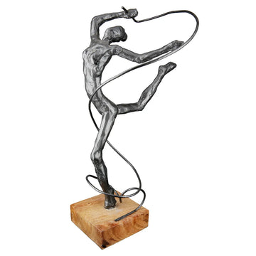 Skulptur – Akrobatische Pose, Spiral Element, Mangoholz Sockel, 36.5cm Höhe  - Körpergefühl | Gilde