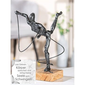 Skulptur – Akrobatische Pose, Spiral Element, Mangoholz Sockel, 30cm Höhe - Körpergefühl | Gilde