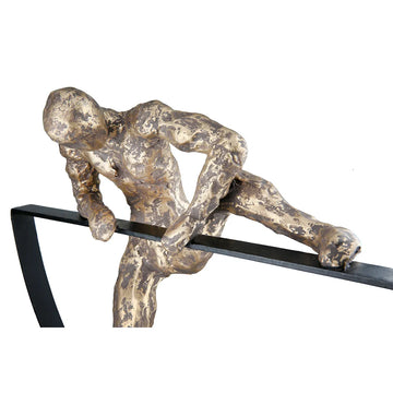 Skulptur – Stretchende Figur, Gebogene Bogenform, Mangoholz Sockel - Lifting | Gilde