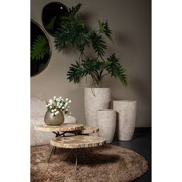 Vase – Braunglas, Geriffelte Oberfläche, Runde Form, S – Marria | PTMD