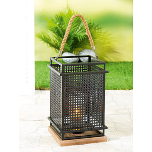 Windlicht – Metall Geflecht, Seil Griff, Rechteckige Form - Metall Geflecht | Gilde