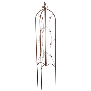 Rankhilfe – Gewischtes Metall, Blatt Motiv, Braune Oberfläche - Obelisk | Gilde