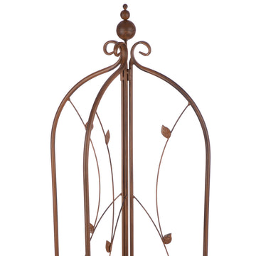 Rankhilfe – Gewischtes Metall, Blatt Motiv, Braune Oberfläche - Obelisk | Gilde