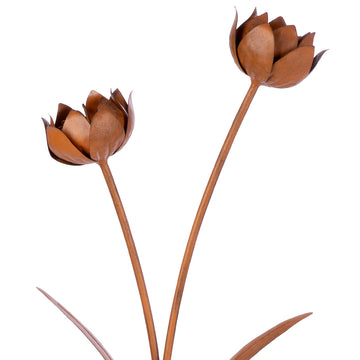 Gartenstecker – Gewischtes Metall, Blumen Design, Braune Oberfläche, 90cm Höhe - Fantasy | Gilde