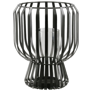 Windlicht – Mattes Metall, Glas Einsatz, Graue Oberfläche, 24cm Höhe - Scola | Gilde