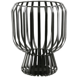 Windlicht – Mattes Metall, Glas Einsatz, Graue Oberfläche, 24cm Höhe - Scola | Gilde