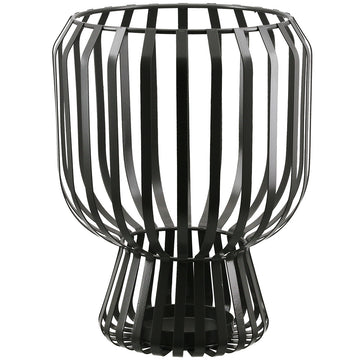 Windlicht – Mattes Metall, Glas Einsatz, Graue Oberfläche, 24cm Höhe - Scola | Gilde