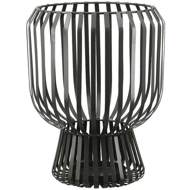 Windlicht – Mattes Metall, Glas Einsatz, Graue Oberfläche, 29cm Höhe - Scola | Gilde