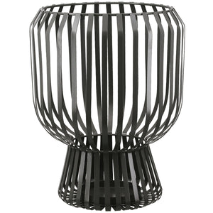 Windlicht – Mattes Metall, Glas Einsatz, Graue Oberfläche, 29cm Höhe - Scola | Gilde