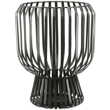 Windlicht – Mattes Metall, Glas Einsatz, Graue Oberfläche, 29cm Höhe - Scola | Gilde