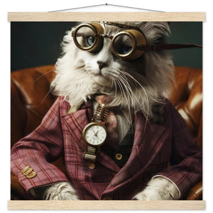Schulposter – LaPerm Katze, Steampunk-Outfit, Retro-Brille | St Tropez Art