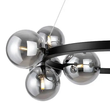 Pendant lamp with black metal frame and smoked glass in modern design - Dallas | Maytoni