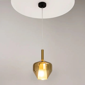 Pendant Light Clear Mirrored Double Shade Opal Glass Inner Shade & Black Metal Base – Duality | Maytoni